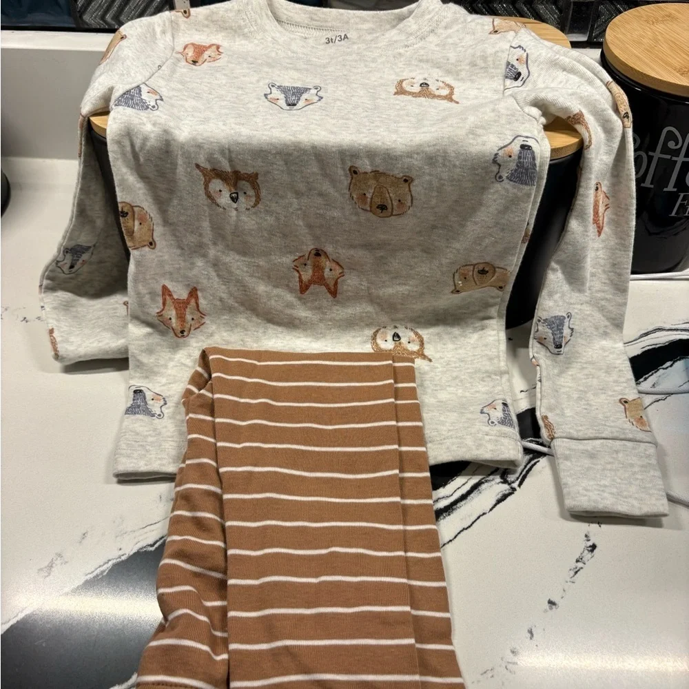 Carter's Cream and Brown Animal Print Kids Matching Set